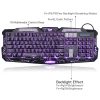 Gaming Keyboard Mechanical Computer Keyboard USB Wired LED 3 Color Red/Blue/Purple Backlit Gamer Lighted Keyboard With MousePad 8 1