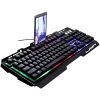 Anti-Water USB Metal Mechanical Gaming Keyboard with 104 RGB Backlit Keys and Phone Holder Bracket for Gamers 11 0|