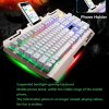 Anti-Water USB Metal Mechanical Gaming Keyboard with 104 RGB Backlit Keys and Phone Holder Bracket for Gamers 12 3