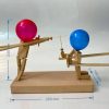 2-Player Fast-Paced Balloon Fight Party Game: Bamboo Man Battle Wooden Fighter Bots with Inflatable Heads for Kids 15 6